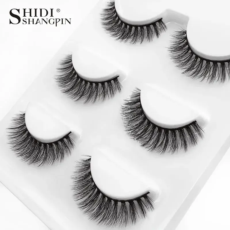 Natural Mink False Eyelashes 3D-X04 Cross Design 3 Pairs - Image 3