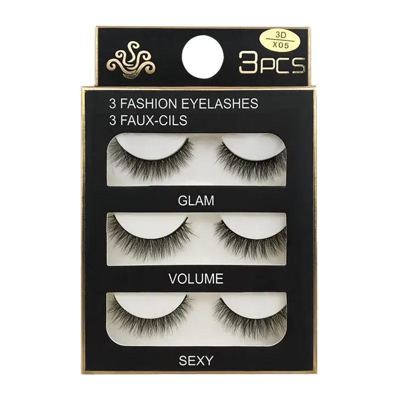 3D-X05 Natural Cross False Eyelashes 3 Pairs - Image 5