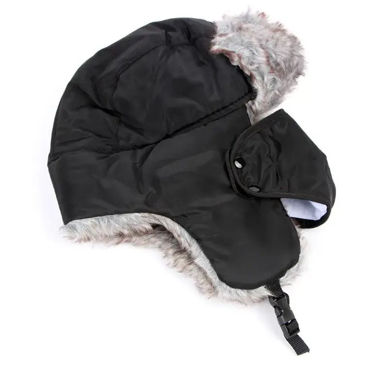 Men's Winter Neck Warmer with Fur Cap Solid Color