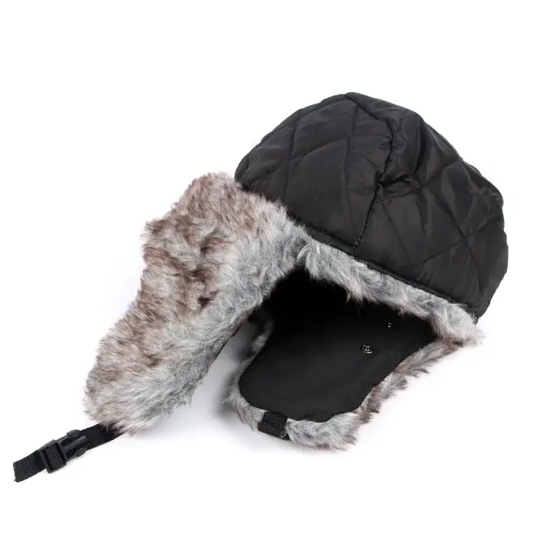 Men's Winter Neck Warmer with Fur Cap Solid Color