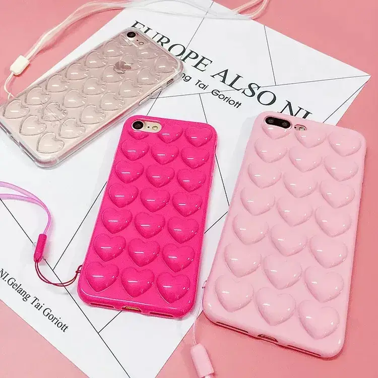 Korean Candy-Colored 3D Heart Silicone iPhone Case