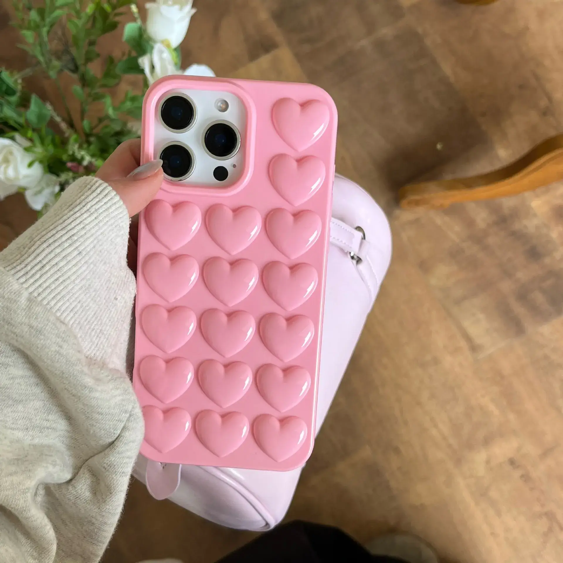 Korean Candy-Colored 3D Heart Silicone iPhone Case