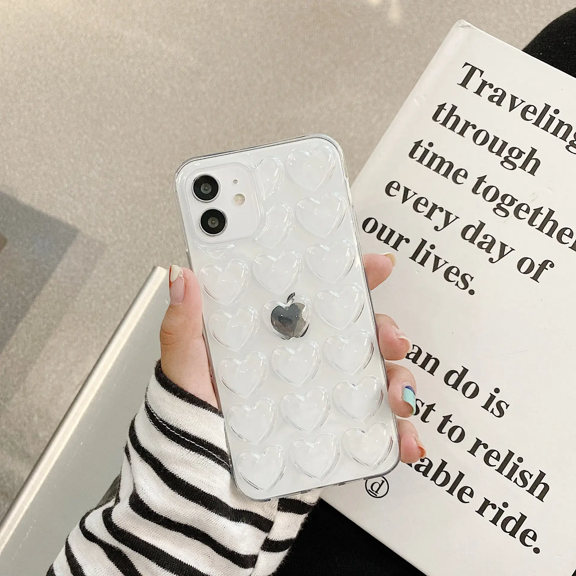 Korean Candy-Colored 3D Heart Silicone iPhone Case