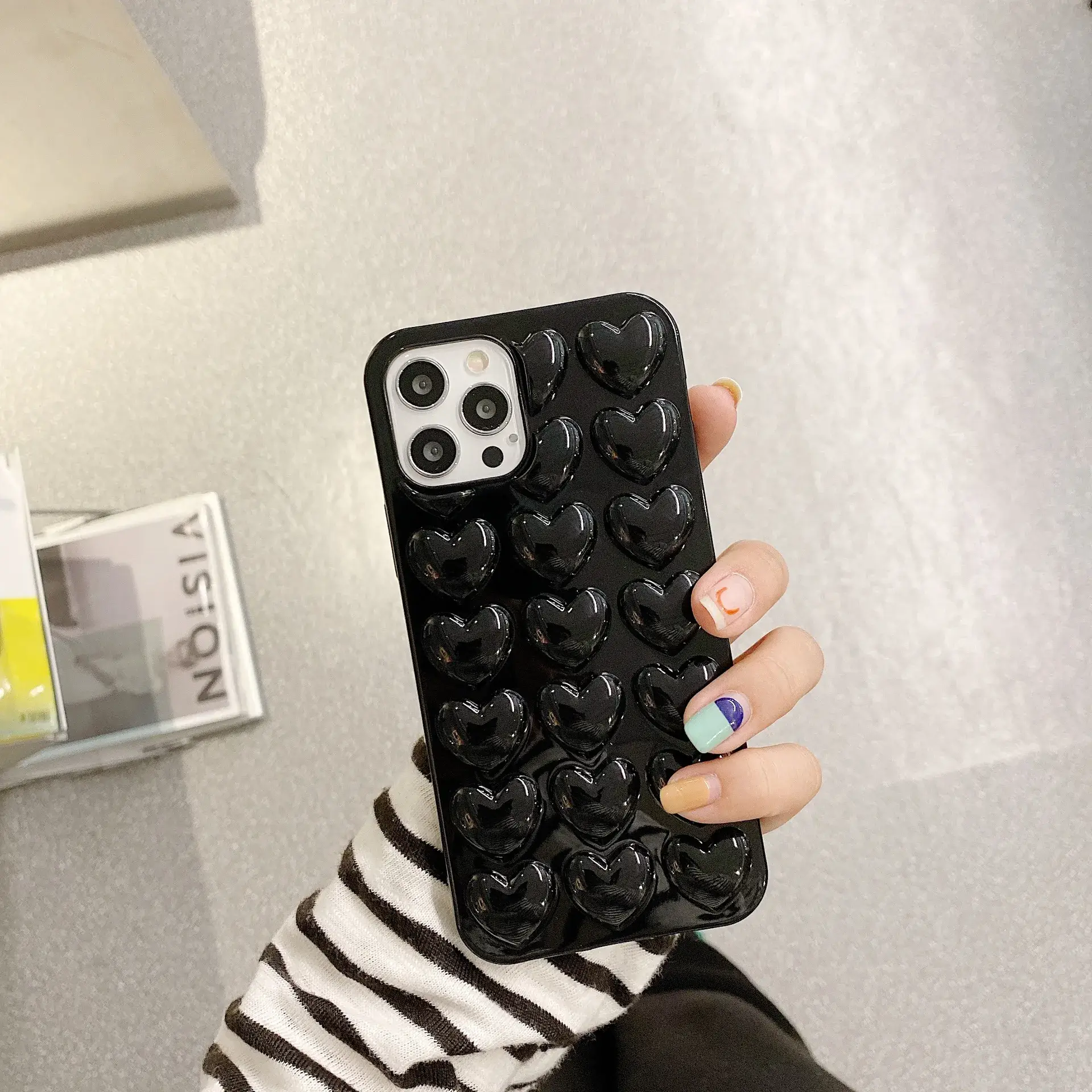 Korean Candy-Colored 3D Heart Silicone iPhone Case