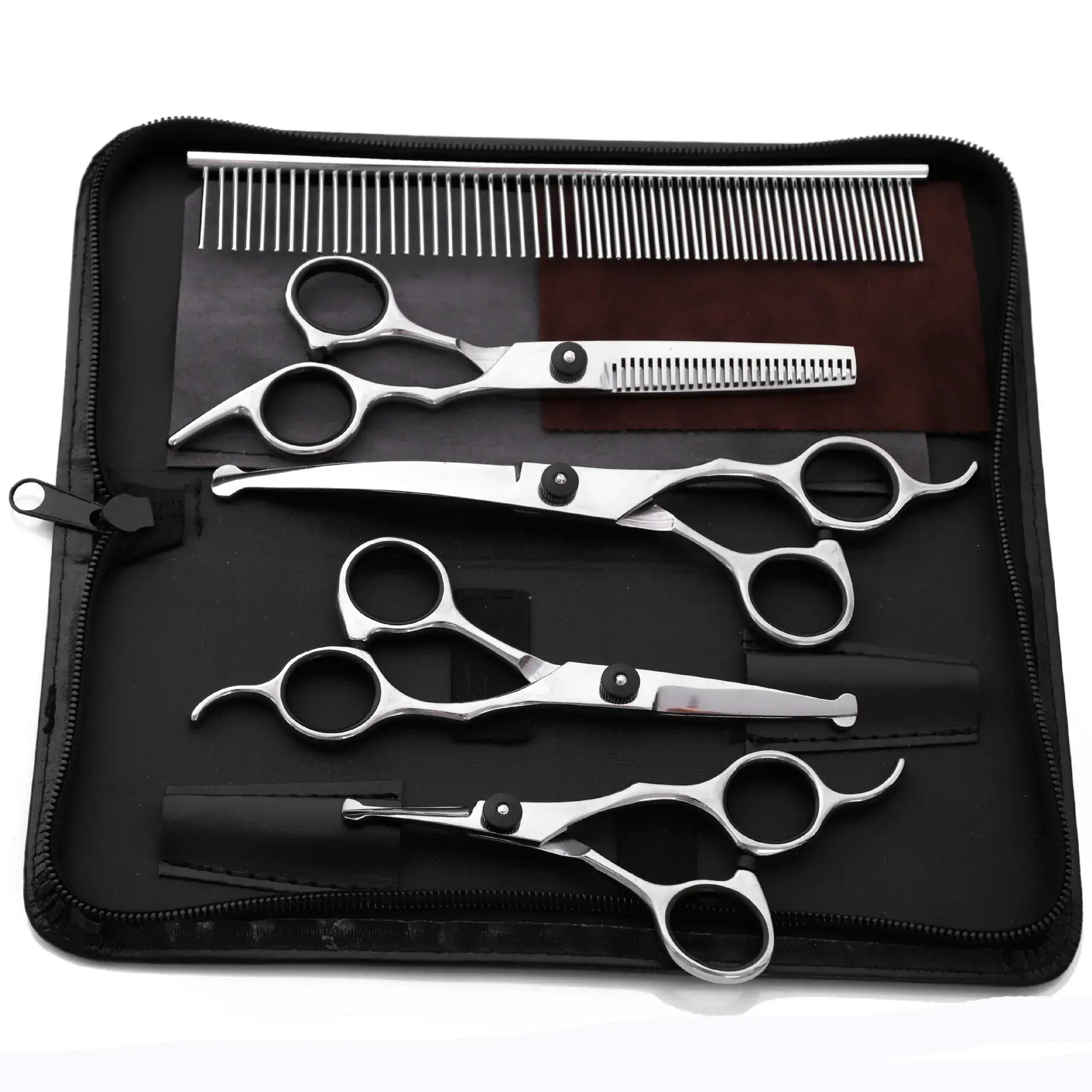 Pet Scissors 7 Inch Straight Curved Hair Trimming Set - Image 13