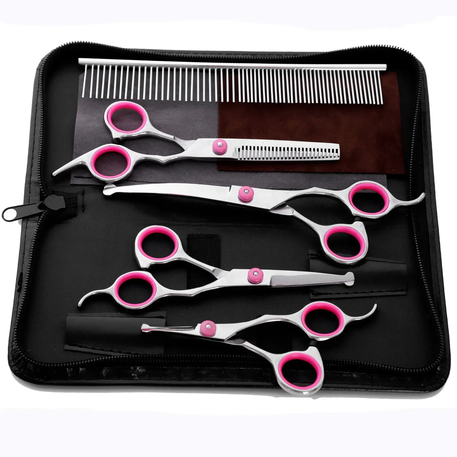 Pet Scissors 7 Inch Straight Curved Hair Trimming Set - Image 15