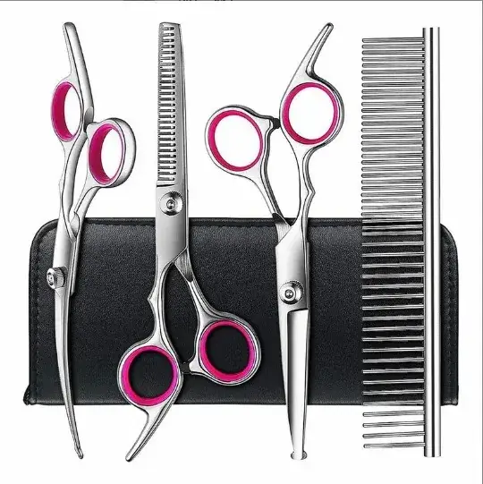 Pet Scissors 7 Inch Straight Curved Hair Trimming Set - Image 18