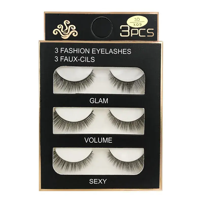 3D Mink Hair False Eyelashes Natural Eye Tail Pull Long Eyelashes 3D-X09 Cross-border Supply