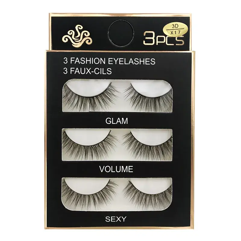 3D X17 False Eyelashes Multi-Layer Black