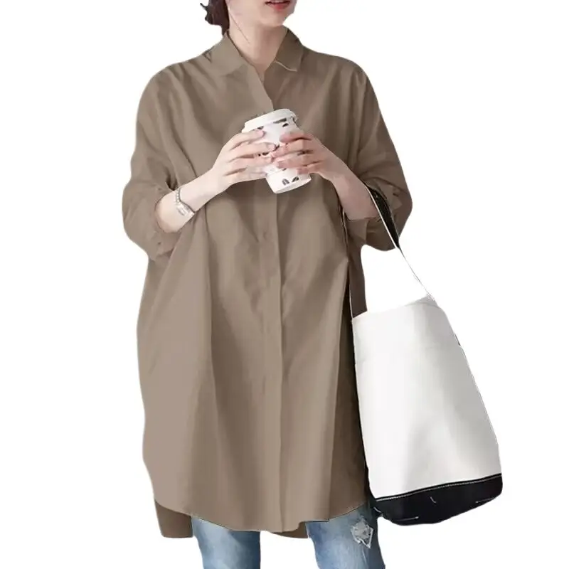 2025 White Long Sleeve Lazy Loose Shirt Women - Image 9