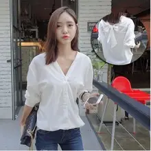 2025 White Long Sleeve Lazy Loose Shirt Women — feature 6