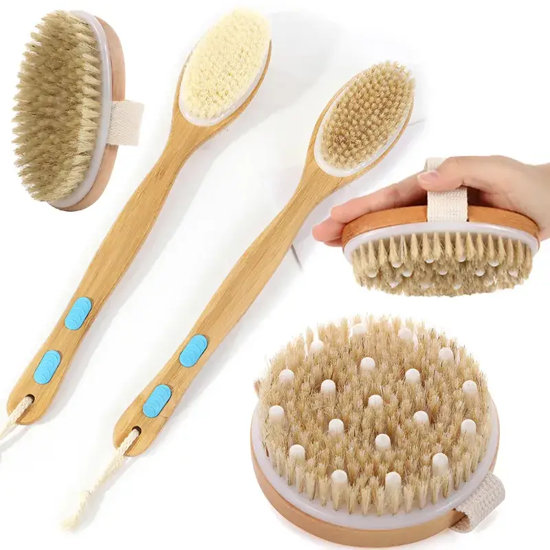 Double-Sided Massage Brush Wooden Handle Luffa Bath Brush - Image 21