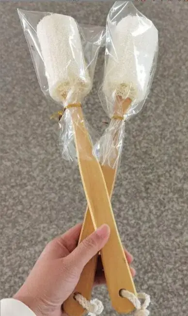 Double-Sided Massage Brush Wooden Handle Luffa Bath Brush - Image 12