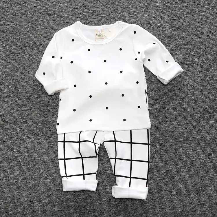 Children Cotton Pajama Set Yellow White Chevron Print - Image 4