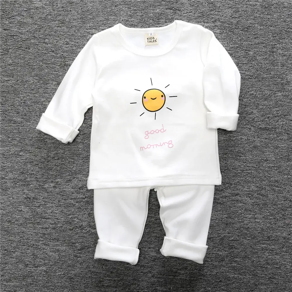 Children Cotton Pajama Set Yellow White Chevron Print - Image 5