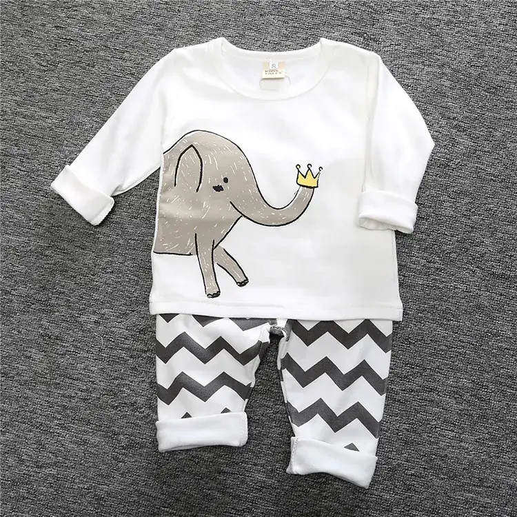 Children Cotton Pajama Set Yellow White Chevron Print - Image 6