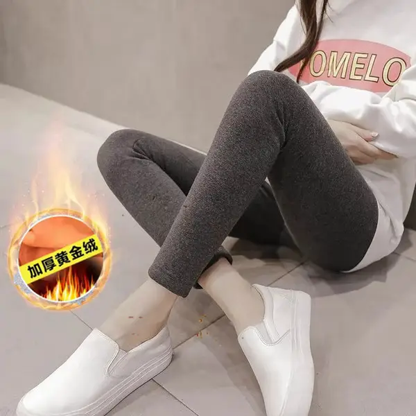 Warm Gold Velvet Padded Belly Pants for Women - Image 4