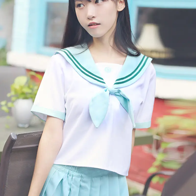 Japanese School Style Sailor Suit Set Light Blue