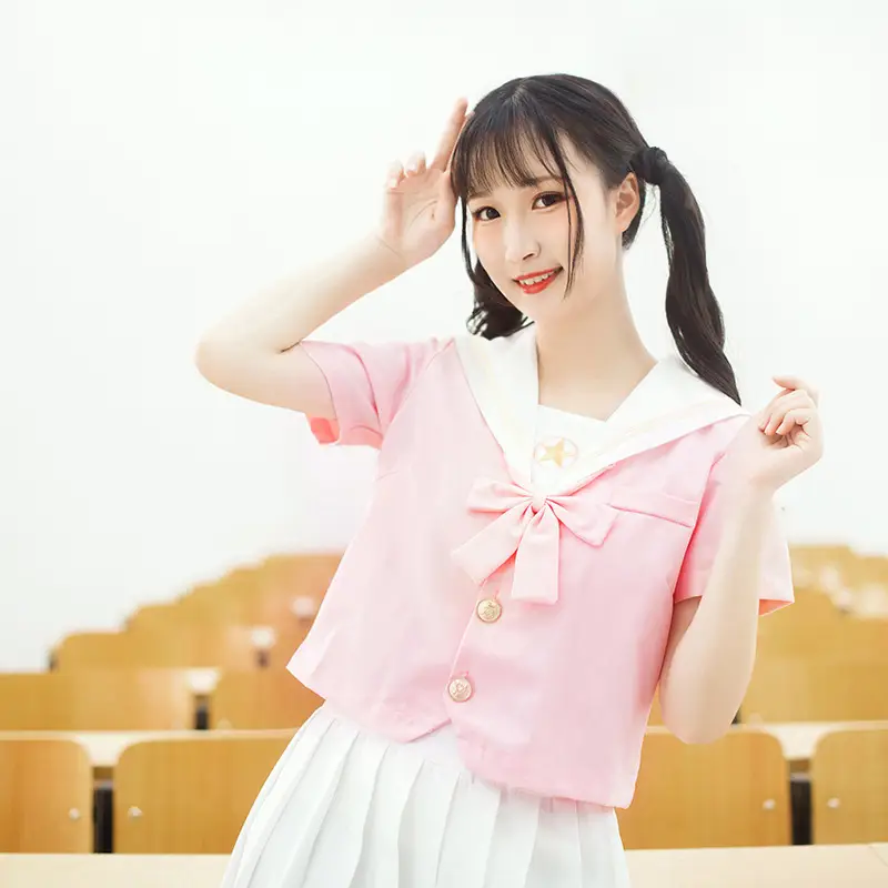 Japanese School Style Sailor Suit Set Light Blue — feature 5