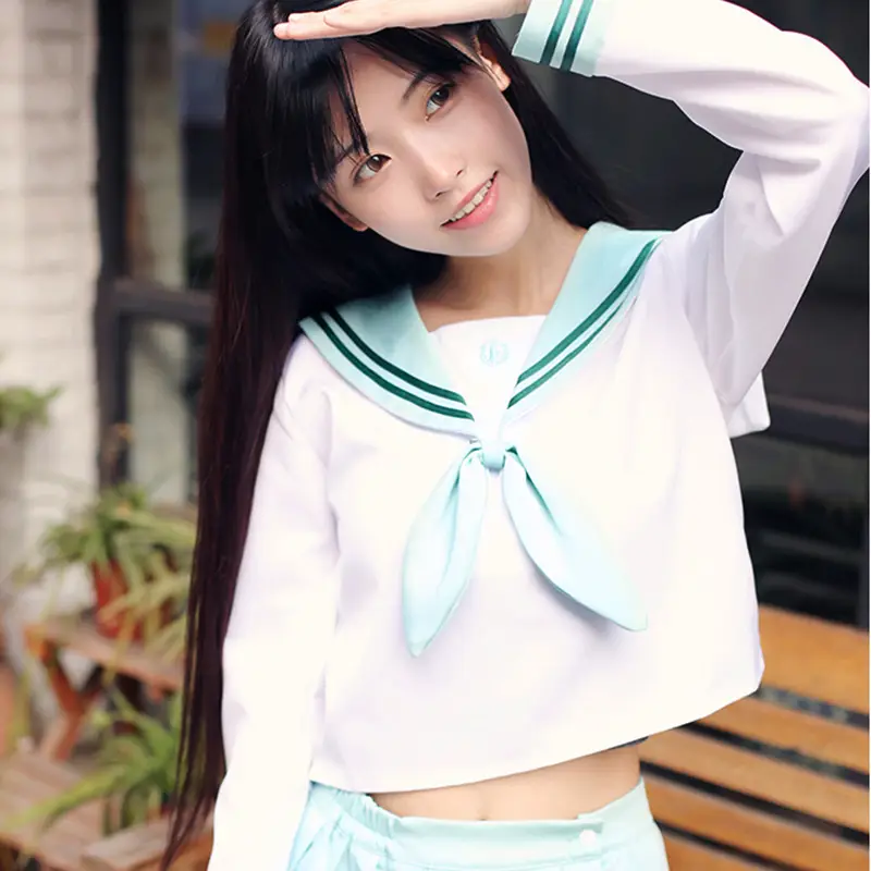 Japanese School Style Sailor Suit Set Light Blue
