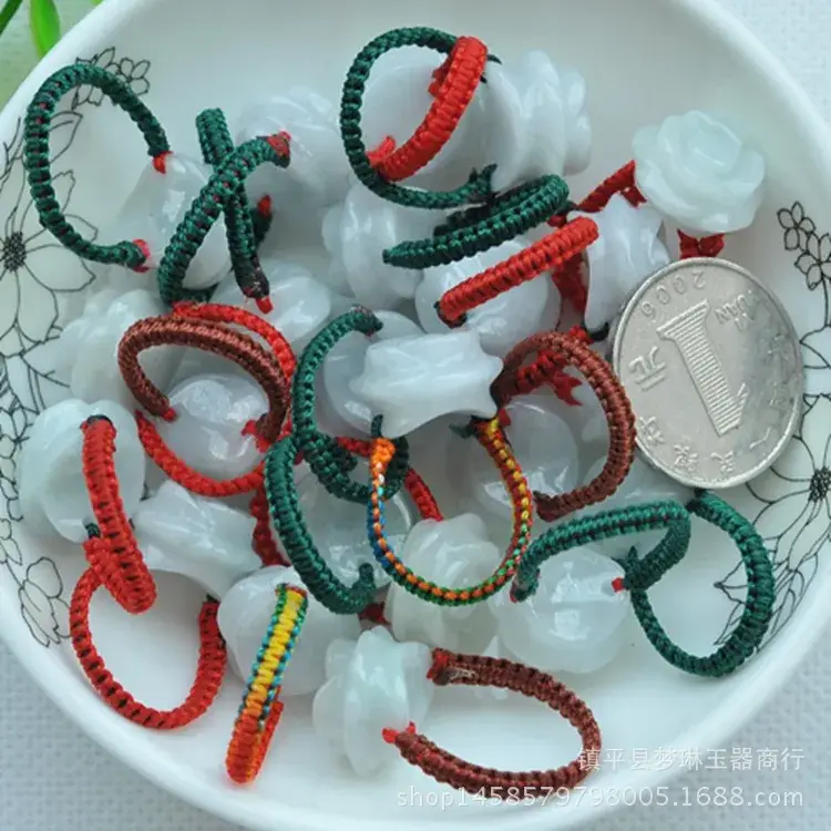 Natural Burmese Ice Waxy Seed Jade Rose Braided Jade Handmade