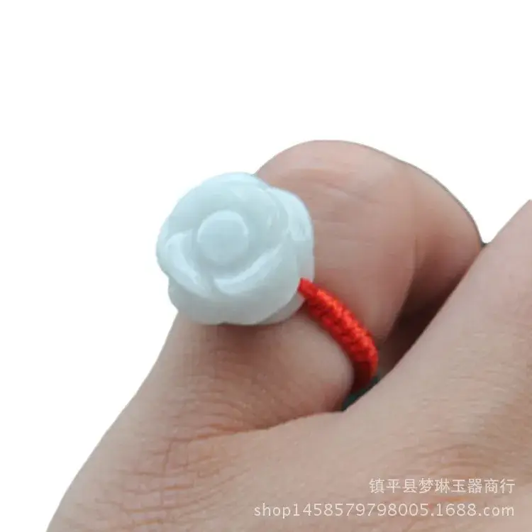 Natural Burmese Ice Waxy Seed Jade Rose Braided Jade Handmade