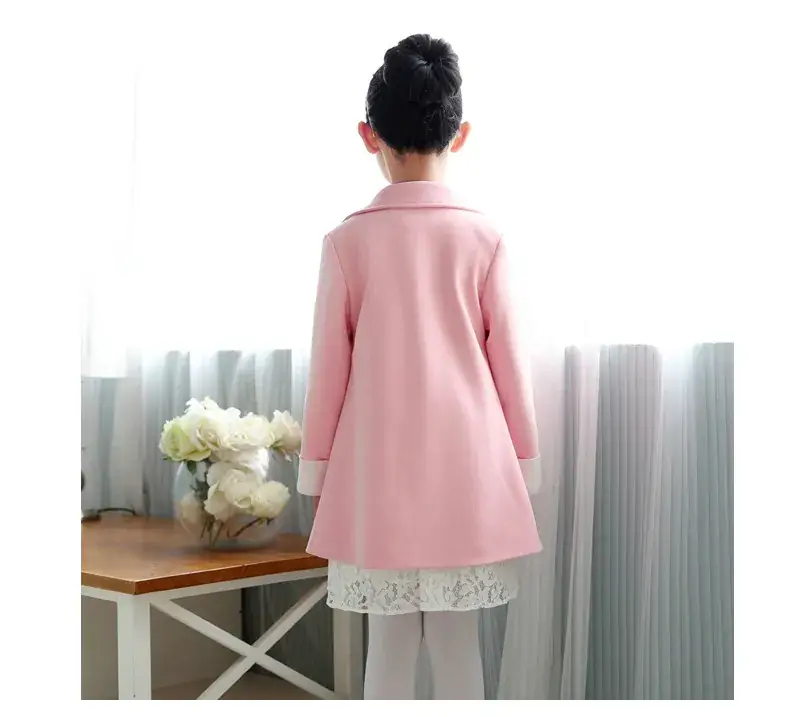 Girls Red Suede Trench Coat Large Winter Collection - Image 4