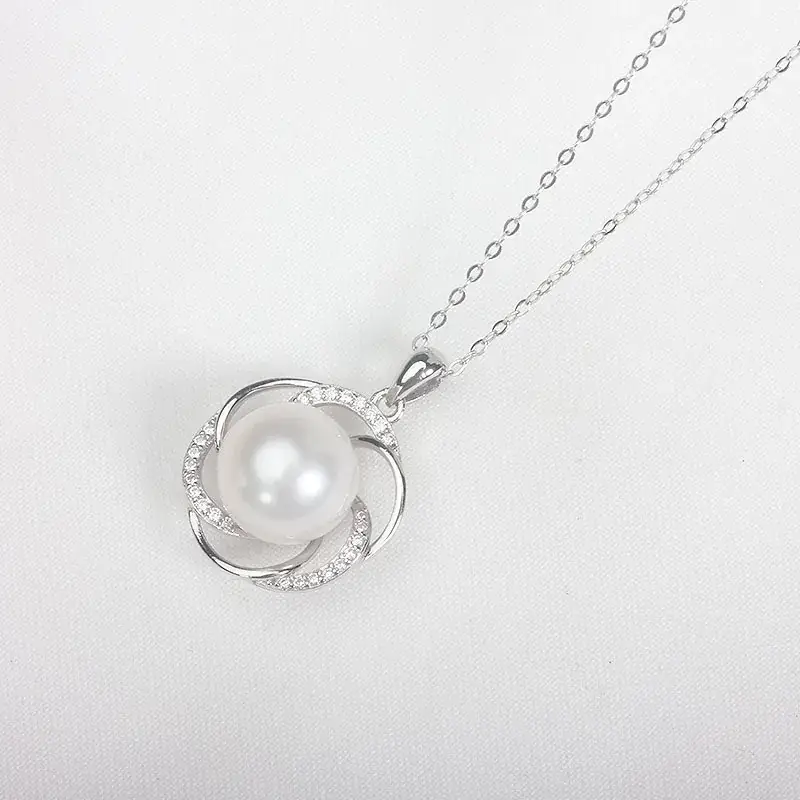 10-11mm Freshwater Pearl Pendant Necklace S925 Silver - Image 3
