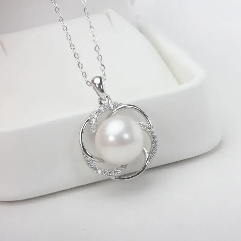 10-11mm Freshwater Pearl Pendant Necklace S925 Silver - Image 4