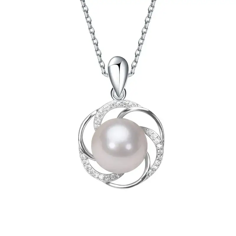 10-11mm Freshwater Pearl Pendant Necklace S925 Silver - Image 5
