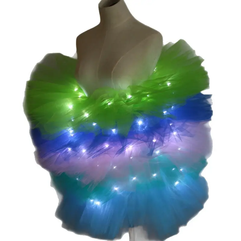 LED Luminous Mesh Ballet Skirt with Light