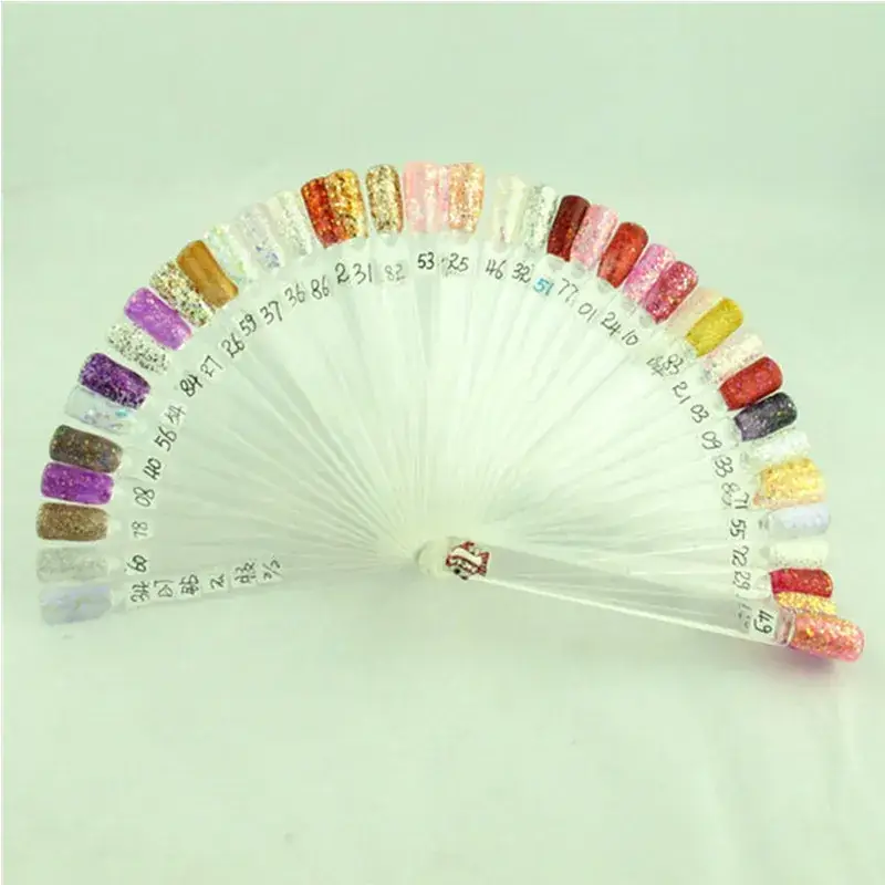 50 Pcs White Fan Shaped Nail Polish Color Plate - Image 3