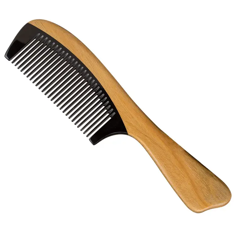 Wooden Hair Comb with Green Sandalwood Design - Image 5