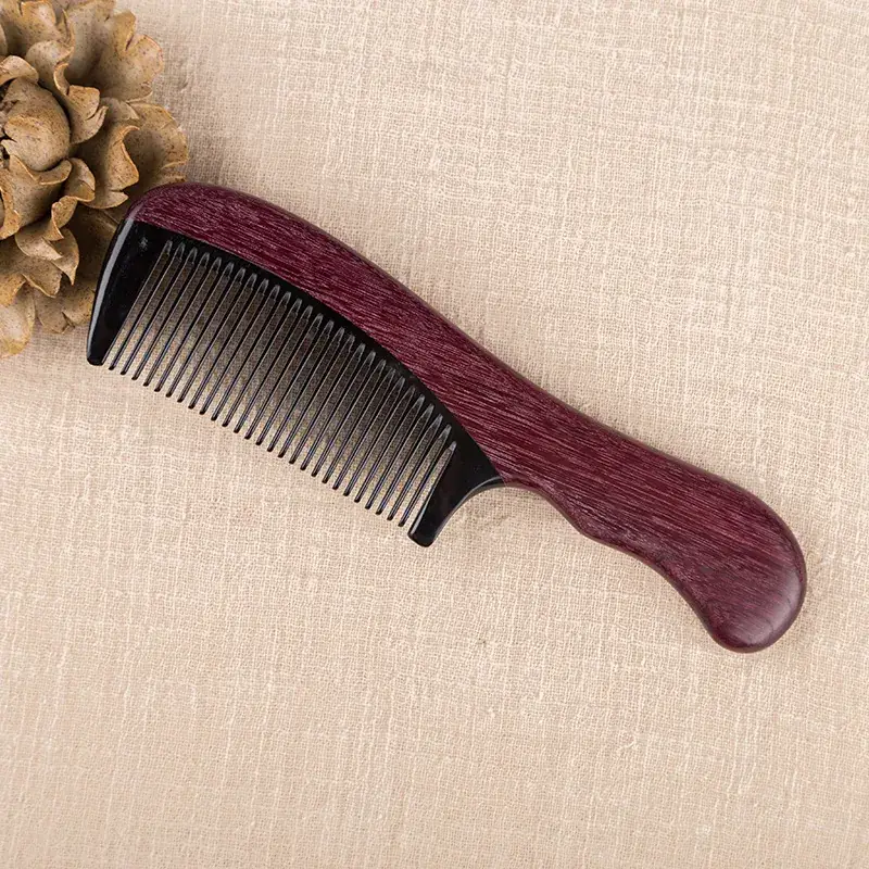 Violet Rosewood Horn Hair Comb for Curly Hair - Image 4