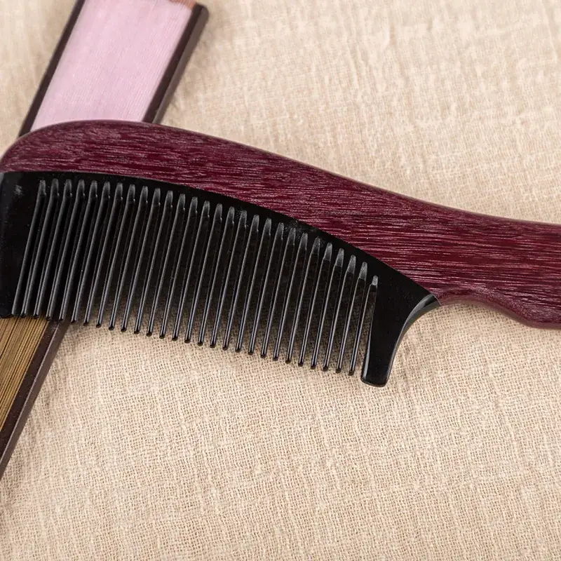 Violet Rosewood Horn Hair Comb for Curly Hair - Image 5