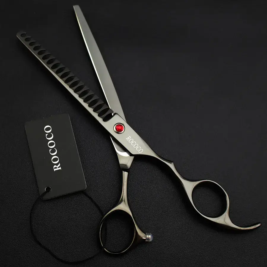 ROCOCO 7.0 Inch Black Electroplated Pet Hair Scissors - Image 2