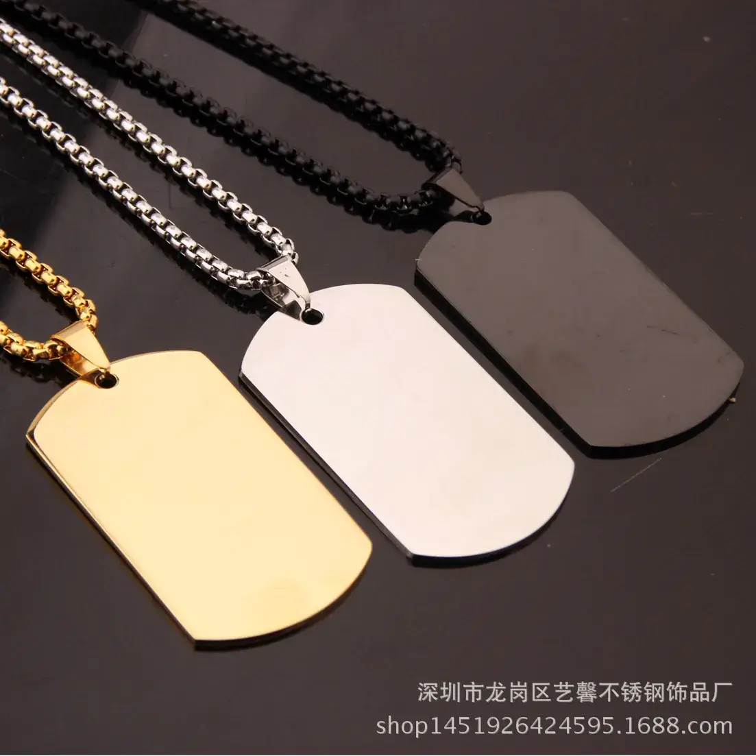 Titanium Steel Electroplated Military Dog Tags Gold Black White