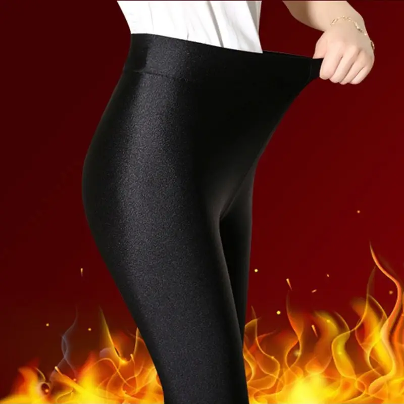 Black Velvet Padded Leggings Plus Size Women - Image 10