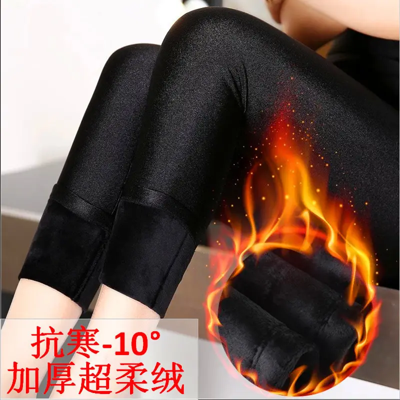 Black Velvet Padded Leggings Plus Size Women - Image 11