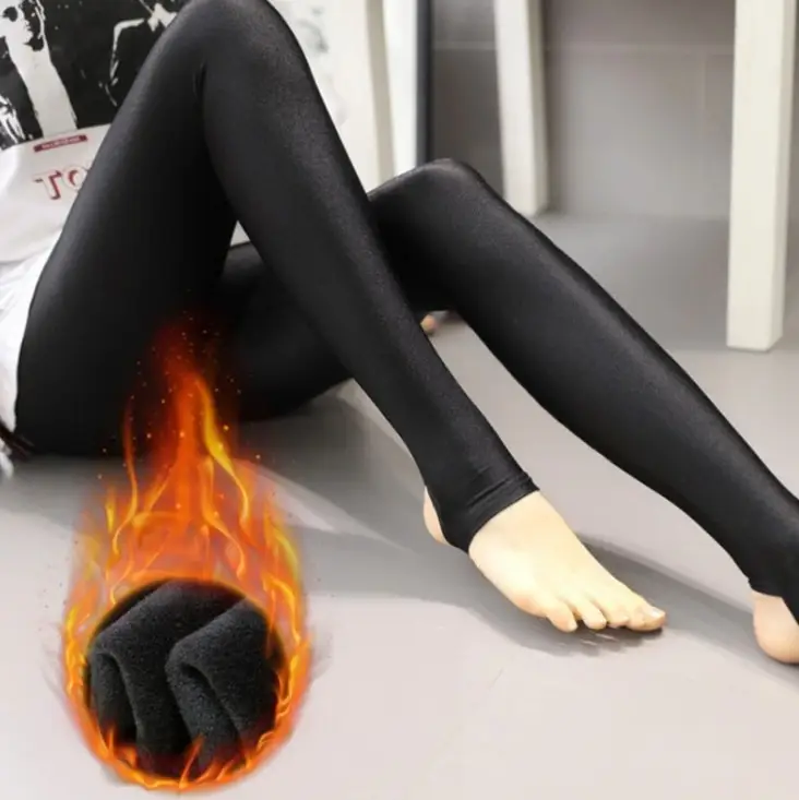 Black Velvet Padded Leggings Plus Size Women - Image 4