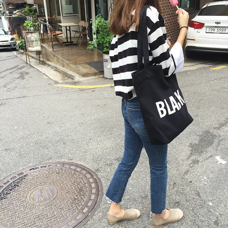 Korean Style Letter Print Large Cap Bag for Women - Image 2