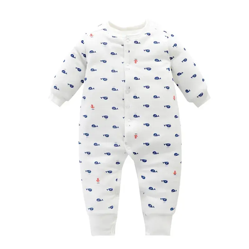 Baby Cotton Crown Print Jumpsuit Winter Warm - Image 4