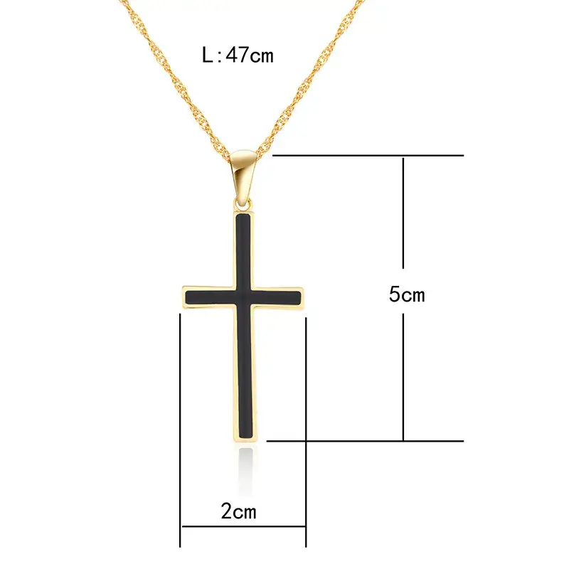 Classic Cross Pendant Necklace Gold Black 18K Gold 161 Couple - Image 4