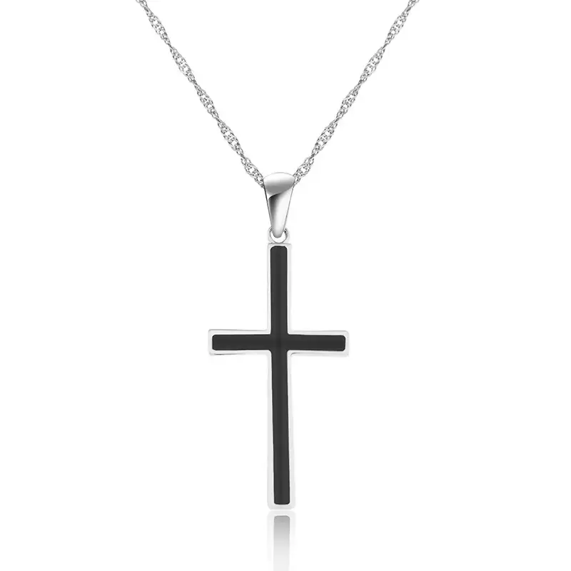 Classic Cross Pendant Necklace Gold Black 18K Gold 161 Couple - Image 2