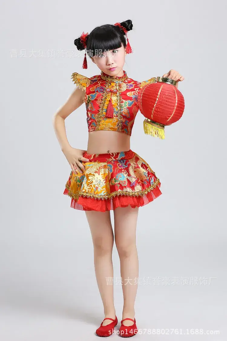 Children's New Year Drum Suit Red Chinese Style Dance Suit - Image 5