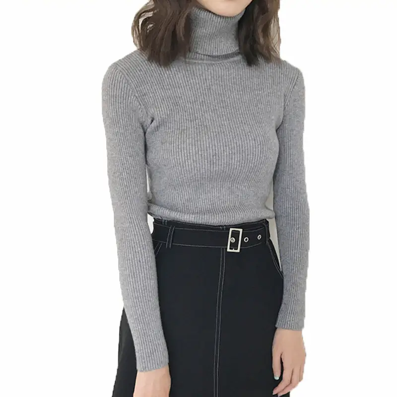 Black Thickened Korean Style Turtleneck Sweater with Red Bag - Image 33