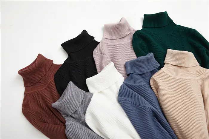 Black Thickened Korean Style Turtleneck Sweater with Red Bag — feature 67