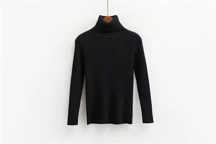 Black Thickened Korean Style Turtleneck Sweater with Red Bag — feature 75