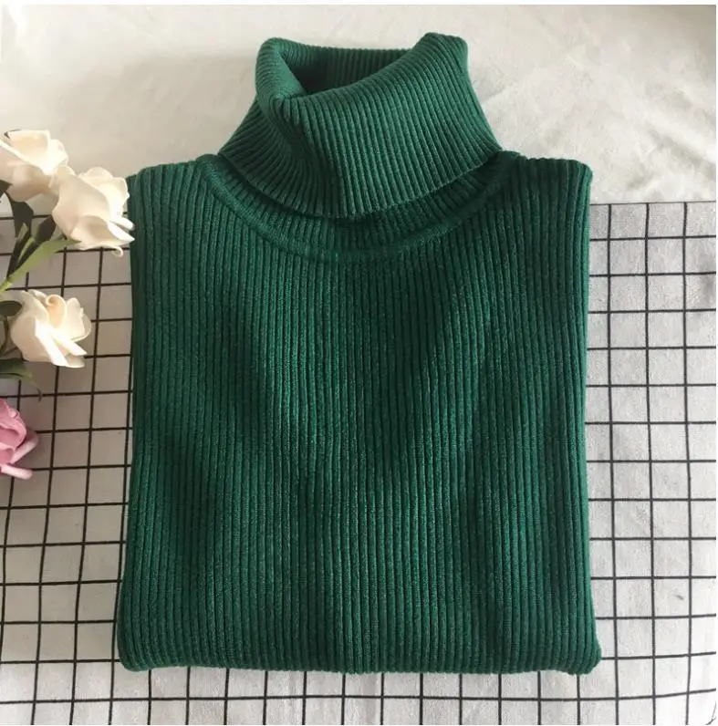 Black Thickened Korean Style Turtleneck Sweater with Red Bag - Image 12