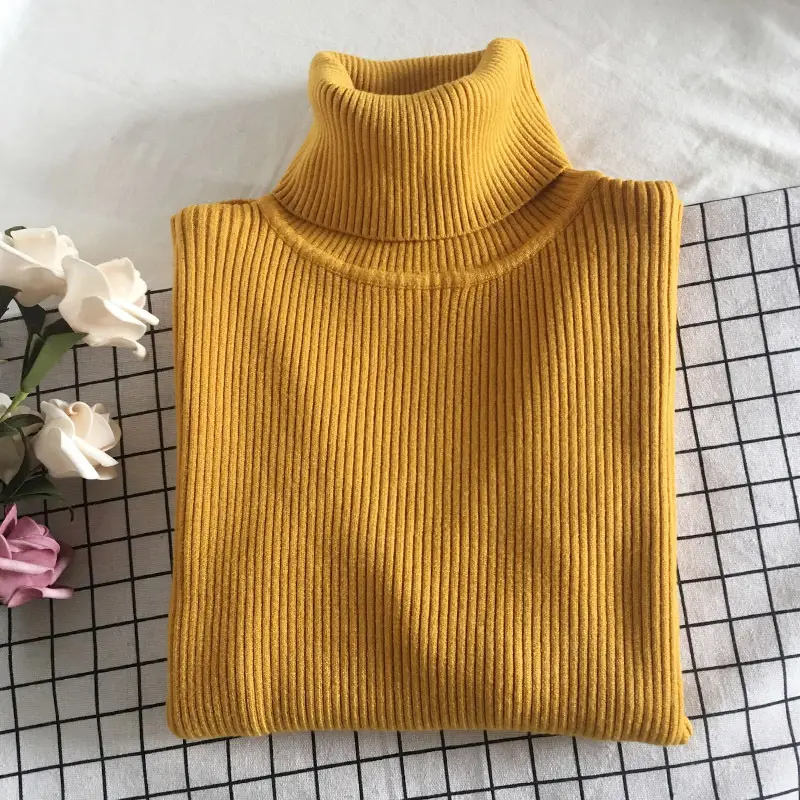 Black Thickened Korean Style Turtleneck Sweater with Red Bag - Image 16